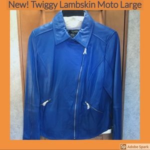 New! 💙 Lambskin Leather Motorcycle Jacket twiggy